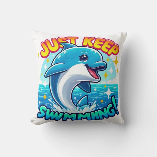 Coussin Continuez À Nager Dauphin (Recto)