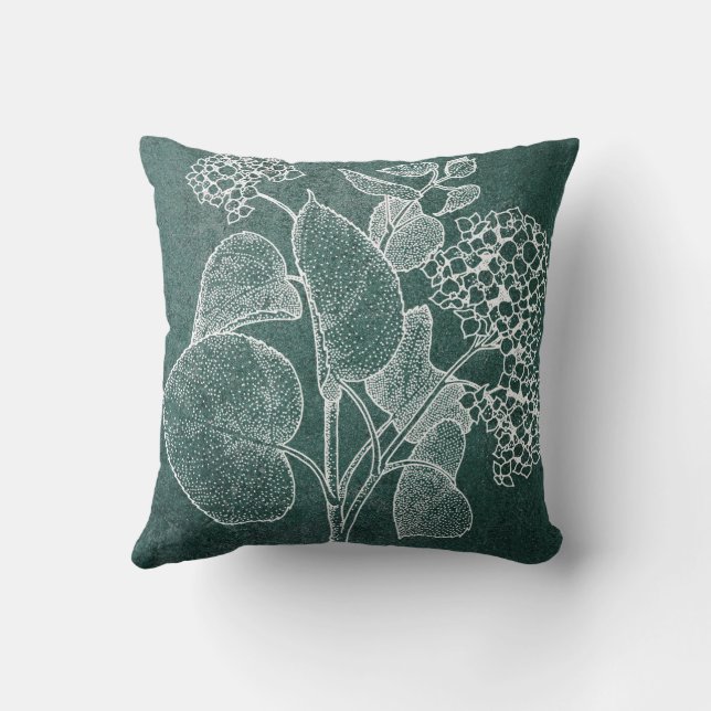 Coussin Contour blanc d'une grosse hydrangea sur un coussi (Verso)