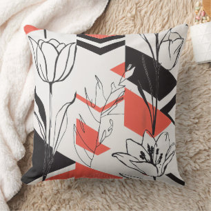 Coussin Contraste floral géométrique moderne