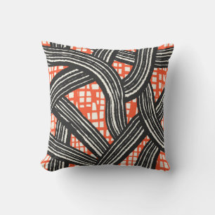 Coussin Contraste lignes rouge noir - Japandi