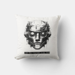 Coussin Contrôle de l'esprit Cyberpunk Robot Black Print