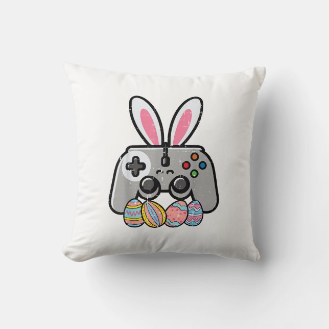 Coussin Contrôleur de jeu de Pâques Lapin Oreilles Garçons (Recto)