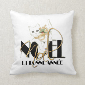 Coussin Conversation Blanc, Noël et Bonne Année
