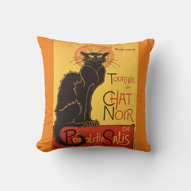 Coussin Conversation Noir Steinlen Belle Epoque Art Vintag (Recto)