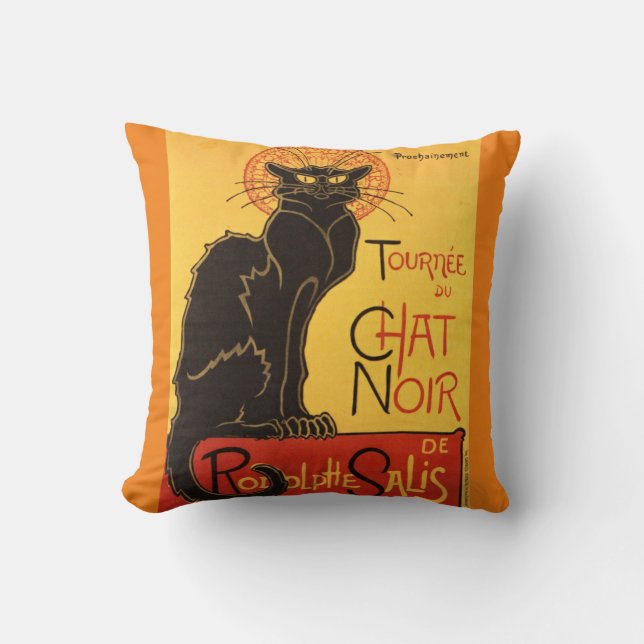 Coussin Conversation Noir Steinlen Belle Epoque Art Vintag (Recto)