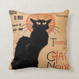 Coussin Conversation vintage de Nouveau d'art Noir
