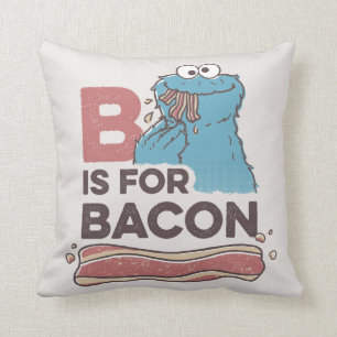 Coussin Cookie Monster B est pour Bacon