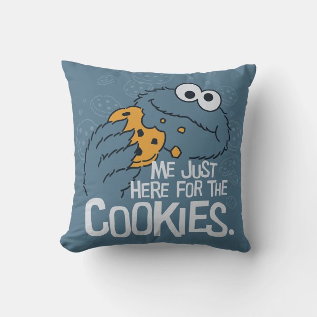 Coussin Cookie Monster | Je suis juste ici pour les cookie (Recto)