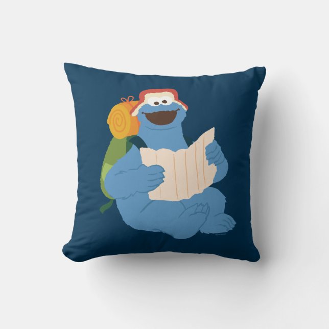 Coussin Cookie Monster lisant une carte (Recto)
