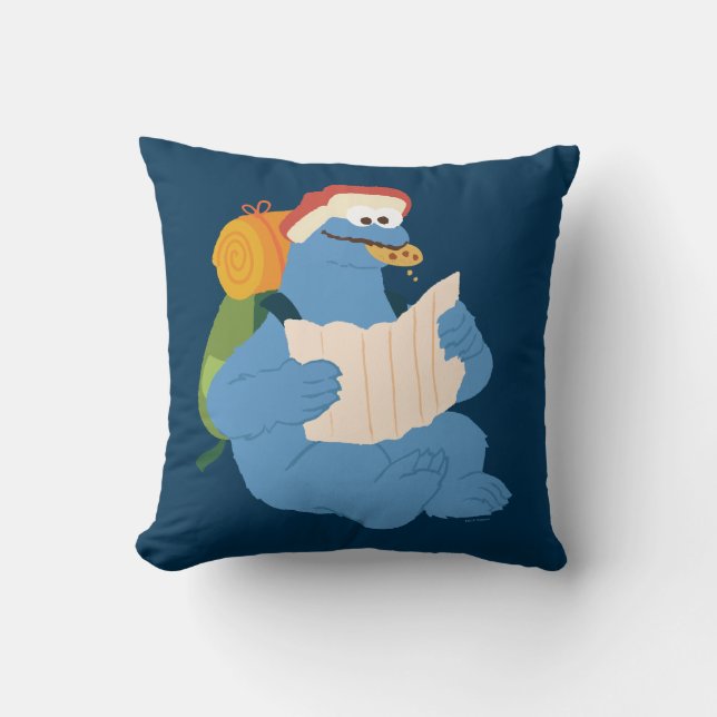 Coussin Cookie Monster lisant une carte (Recto)