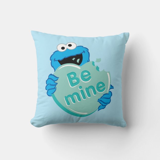 Coussin Cookie Monster "Sois à moi" Saint-Valentin cœur bo (Recto)