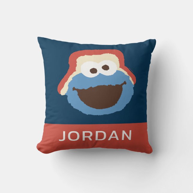 Coussin Cookie Monster Visage de la Forêt | Ajoutez Votre  (Recto)