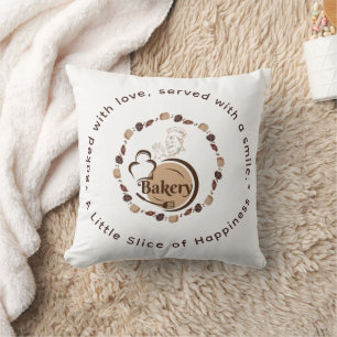 Coussin Cookies Croissant Logo Boulangerie Chef Marron