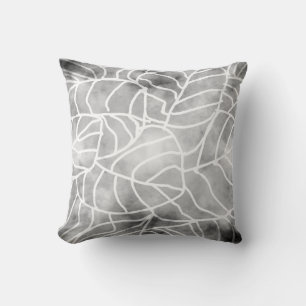 Coussin cool abstrait design de feuille d'art blanc sur gr