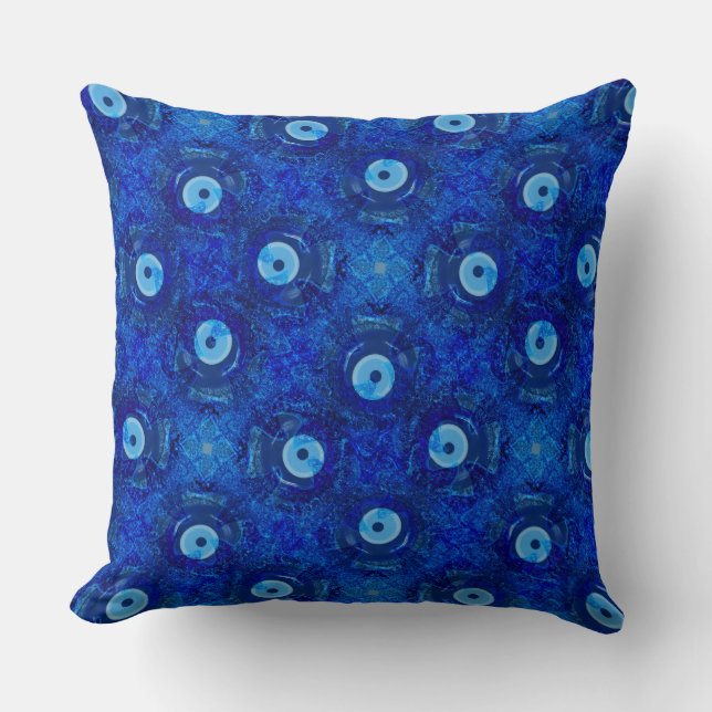 Coussin Cool, art numérique moderne de bleu mauvais oeil m (Recto)