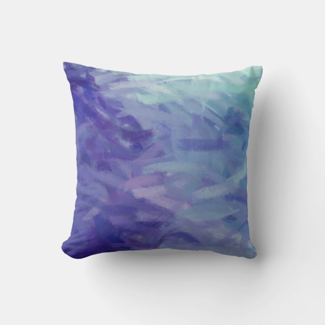 Coussin Cool Bleu Art Abstrait Peinture 3 (Recto)