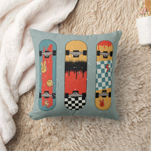 Coussin Cool bleu Retro Skateboard