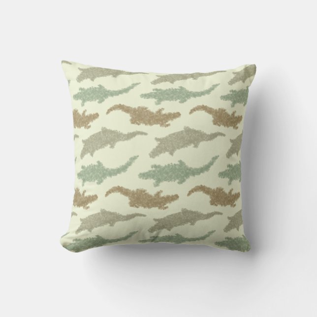 Coussin Cool Camo Alligators - motif sans soudure. (Recto)