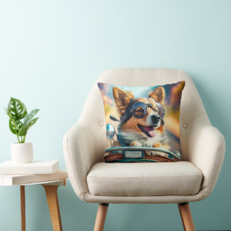 Coussin Cool chien biker, chien de conduite mignon jeter d