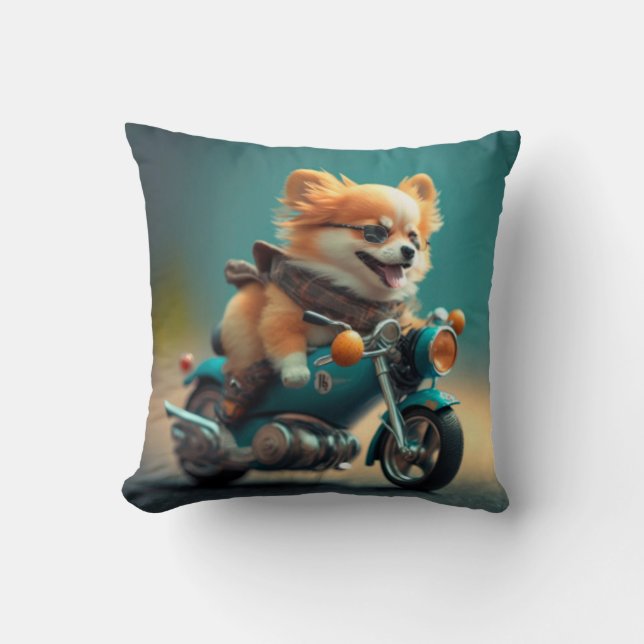 Coussin Cool chien motards conduite vélos jetez mignon ore (Recto)
