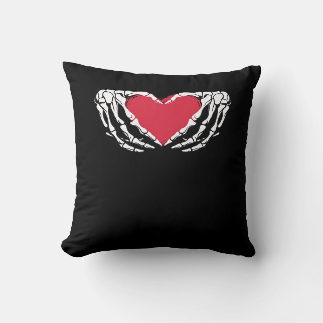 Coussin Cool Classic Funny Skeleton Mains Coeur - Valentin (Recto)