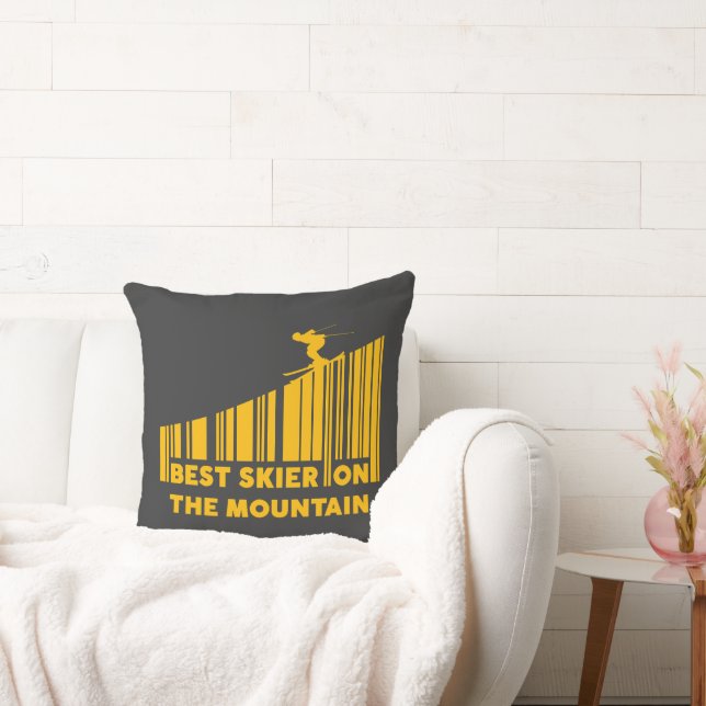 Coussin Cool Code Barre Conception Meilleur Skieur Sur La  (Canapé)