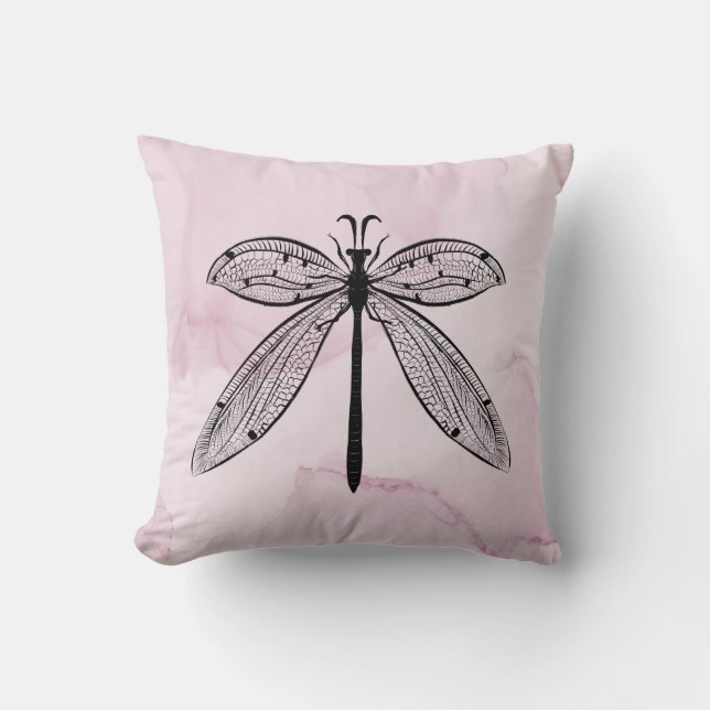 Coussin Cool Dragonfly Cottagecore rose (Recto)
