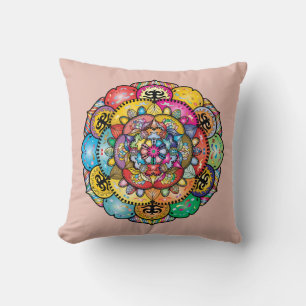 Coussin Cool et coloré Mandala Motif