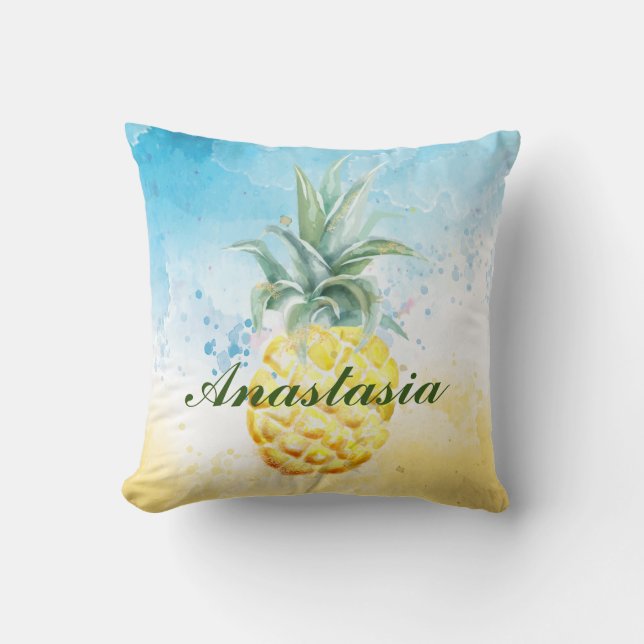 Coussin Cool, Extraordinaire, Ananas avec le nom (Recto)