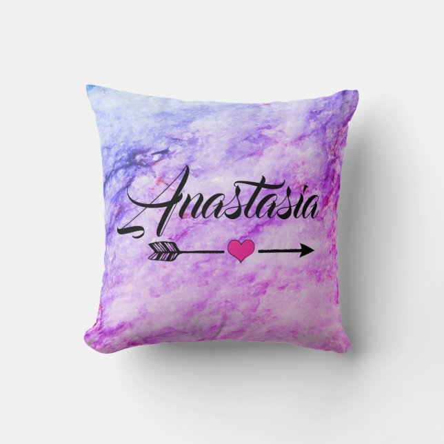 Coussin Cool, Extraordinaire, Marbre argenté avec ton nom  (Recto)