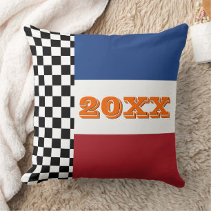 Coussin Cool Fun Noir Blanc À damiers Finir Indicateur Mot