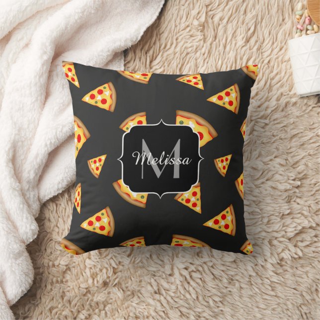 Coussin Cool fun pizza tranches motif Monogramme PLdesign (Couverture)