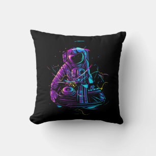 Coussin Cool Funky Astronaut Dj Jouer Tourne-disques En Es