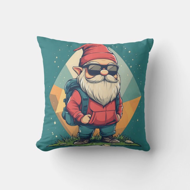 Coussin Cool Gnome sur une aventure : Illustration amusant (Recto)