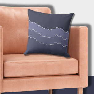 Coussin Cool irrégulier arraché gris bleu rayé