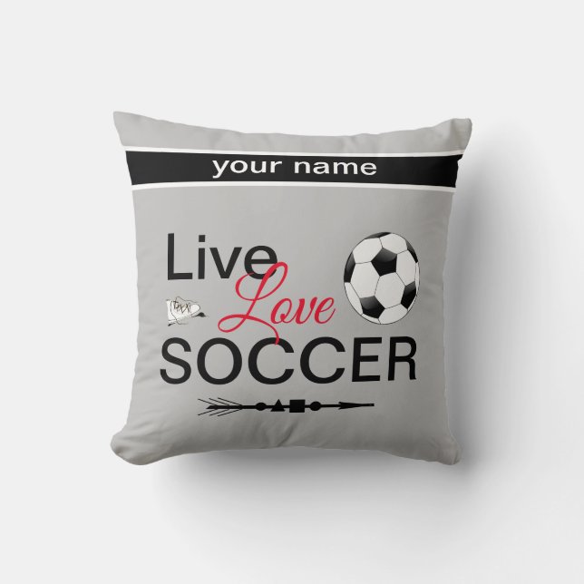 Coussin cool live amour soccer sports ajouter nom (Recto)