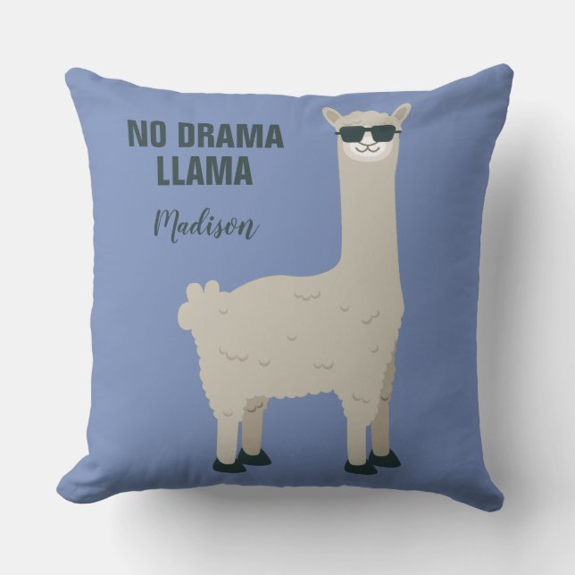 Coussin Cool Llama personnalisé nom & couleur lancer oreil (Recto)
