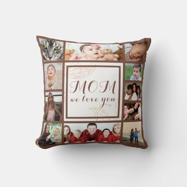 Coussin Cool Maman We Love You Photo Collage Jeter Oreille (Recto)