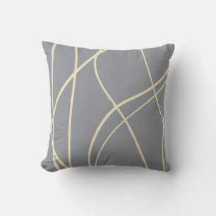 Coussin Cool Moderne Abstrait Line Art Dessin gris bouché