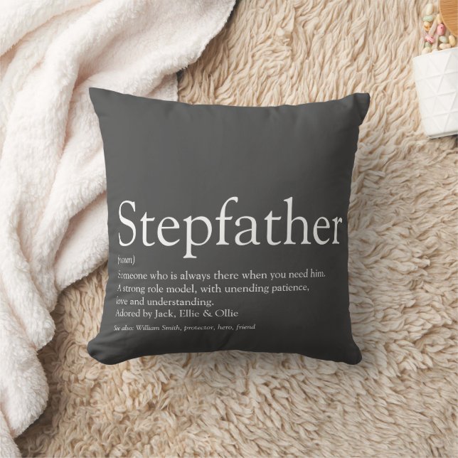 Coussin Cool moderne Grey Fun Stepfather Stepdad Citation (Couverture)