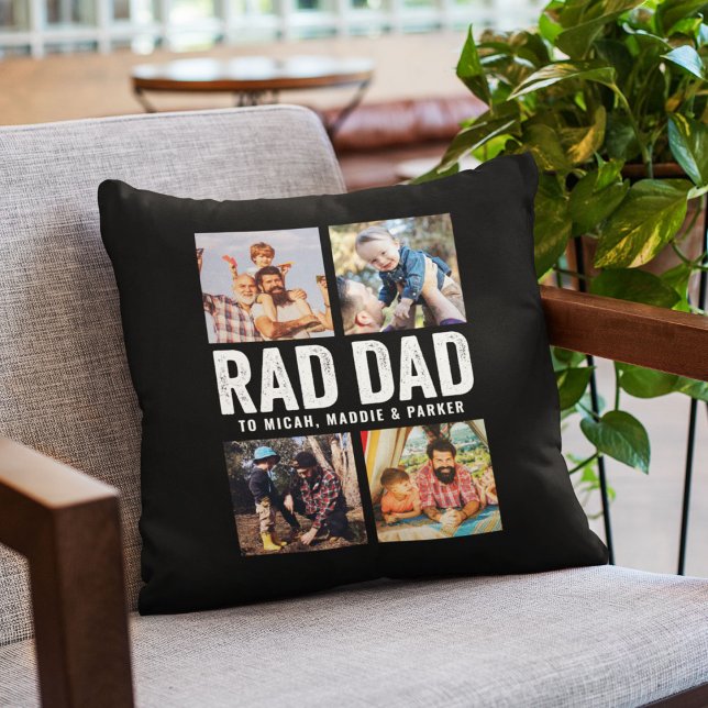 Coussin Cool Moderne RAD DAD Photo personnalisée Noms des  (Créateur téléchargé)