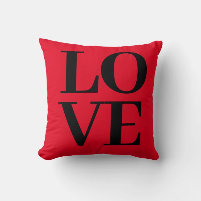 Coussin Cool moderne rouge noir amour (Recto)