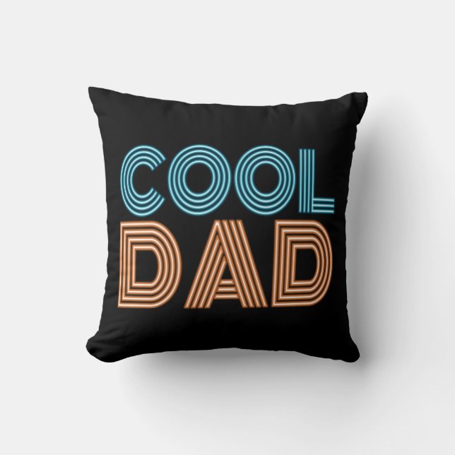Coussin Cool Papa Fête des pères Neon Typographie Jeter Or (Recto)