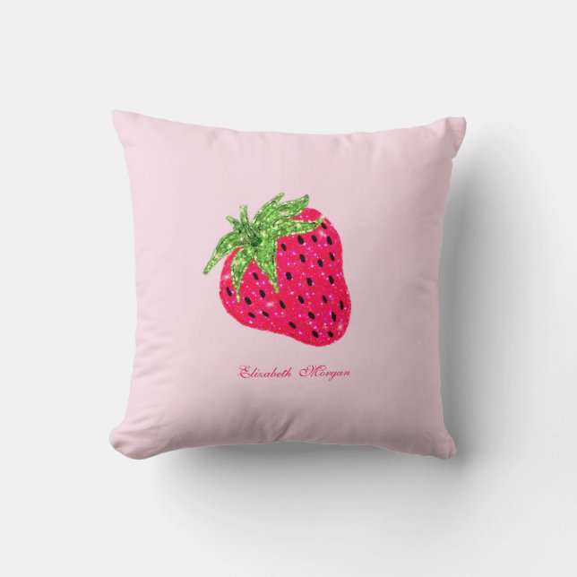 Coussin Cool Parties scintillant Fraise rose ouverture bou (Recto)