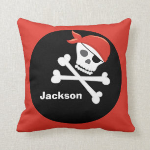 Coussin Cool Personnalisé Pirate Kids Rouge Noir