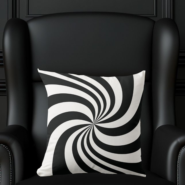 Coussin Cool psychédélique Noir Blanc Flèche Trippale  (Créateur téléchargé)