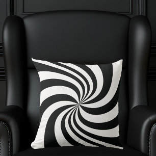 Coussin Cool psychédélique Noir Blanc Frotl Trippal Spiral