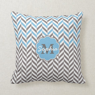 Coussin Cool super tendance monogramme herringbone zigzag