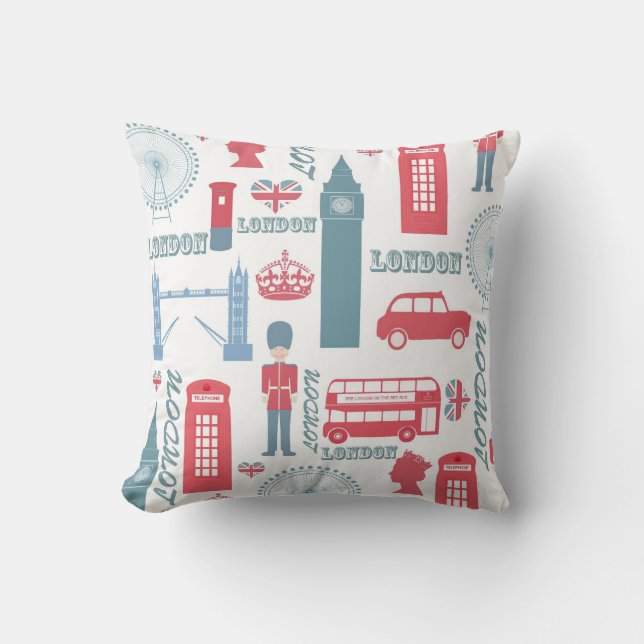 Coussin Cool tendance vintage Londres illustrations emblém (Recto)