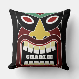 Coussin Cool Tiki Totems nom personnalisé lancer des oreil